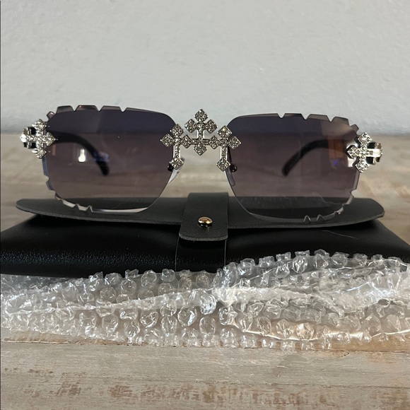 Iced Triple Cross Sunglasses - Smoke Lens - Picture 6 of 7